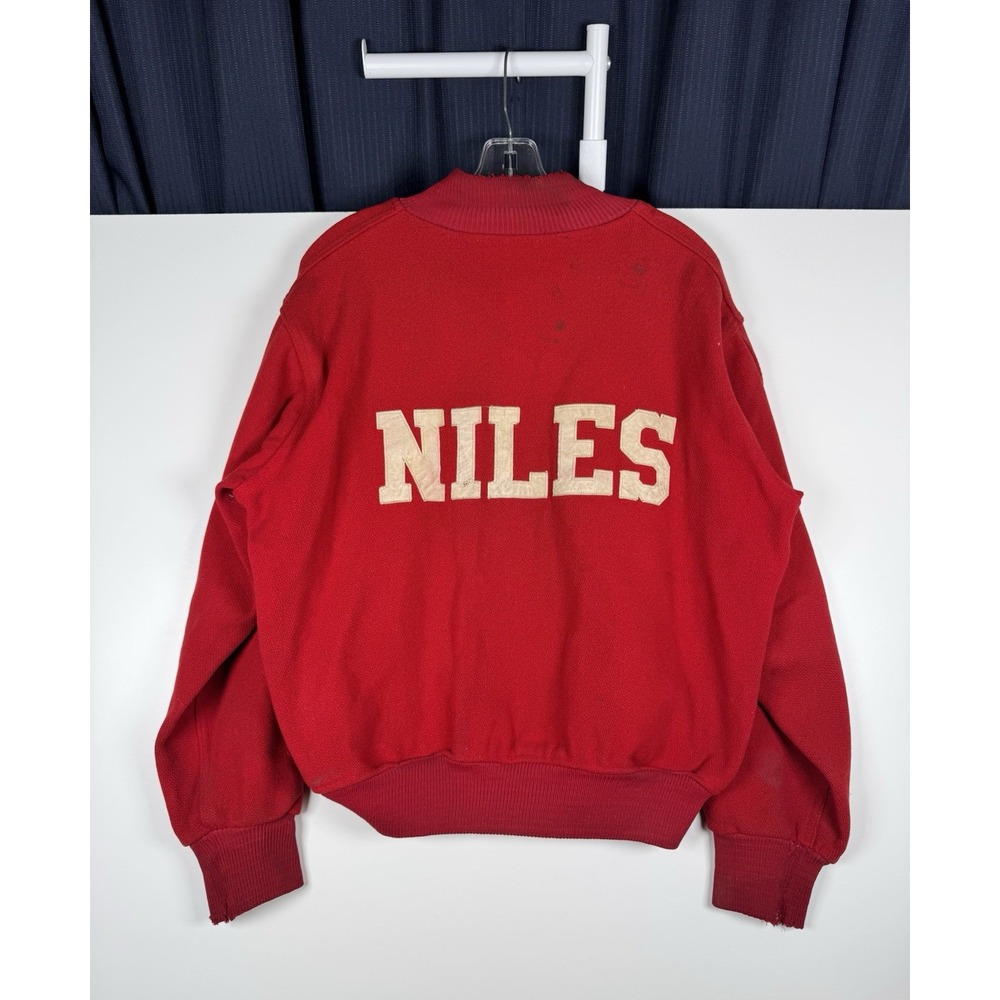 Vintage 1960s CHAMPION Brand Running Man Niles West Varsity Jacket - Large